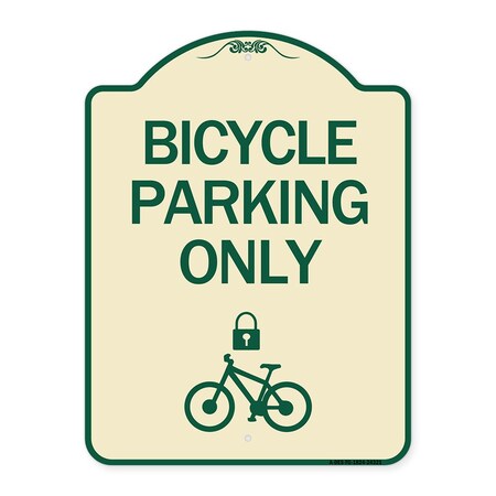 Signmission Bicycle Parking W/ Cycle and LockHeavy-Gauge Aluminum Architectural Sign, 24" x 18", TG-1824-24321 A-DES-TG-1824-24321